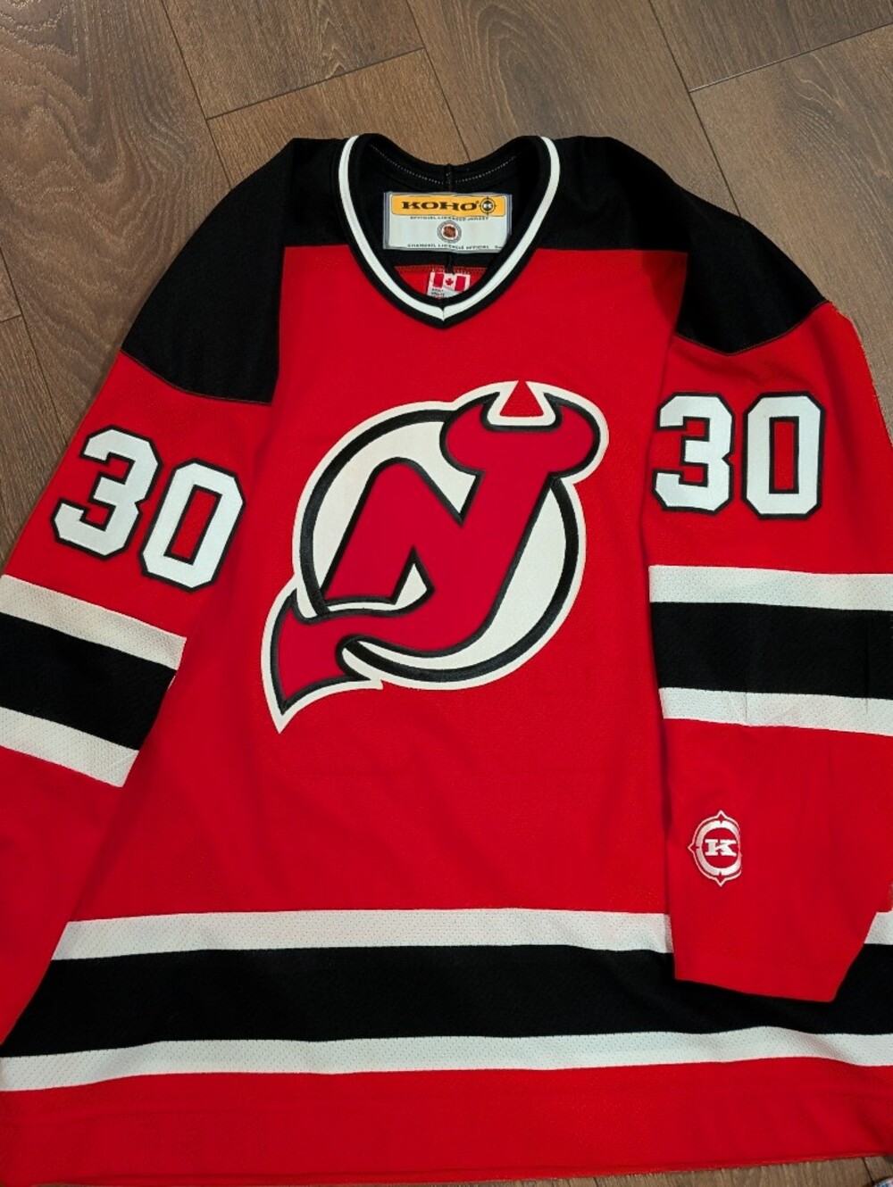 Vintage New Jersey Devils Martin Brodeur #30 KOHO NHL Hockey Jersey Adult XL Red